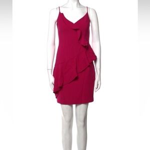 NWT Black Halo Kim v-neck ruffle sheath cocktail dress Pink size 6 Magenta​